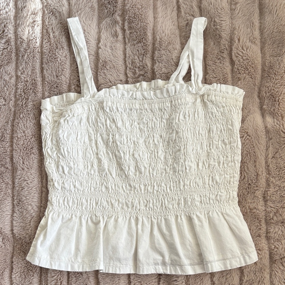 Elegant White Smocked Camisole Top
